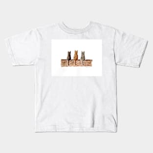 Three cats on the wall Kids T-Shirt